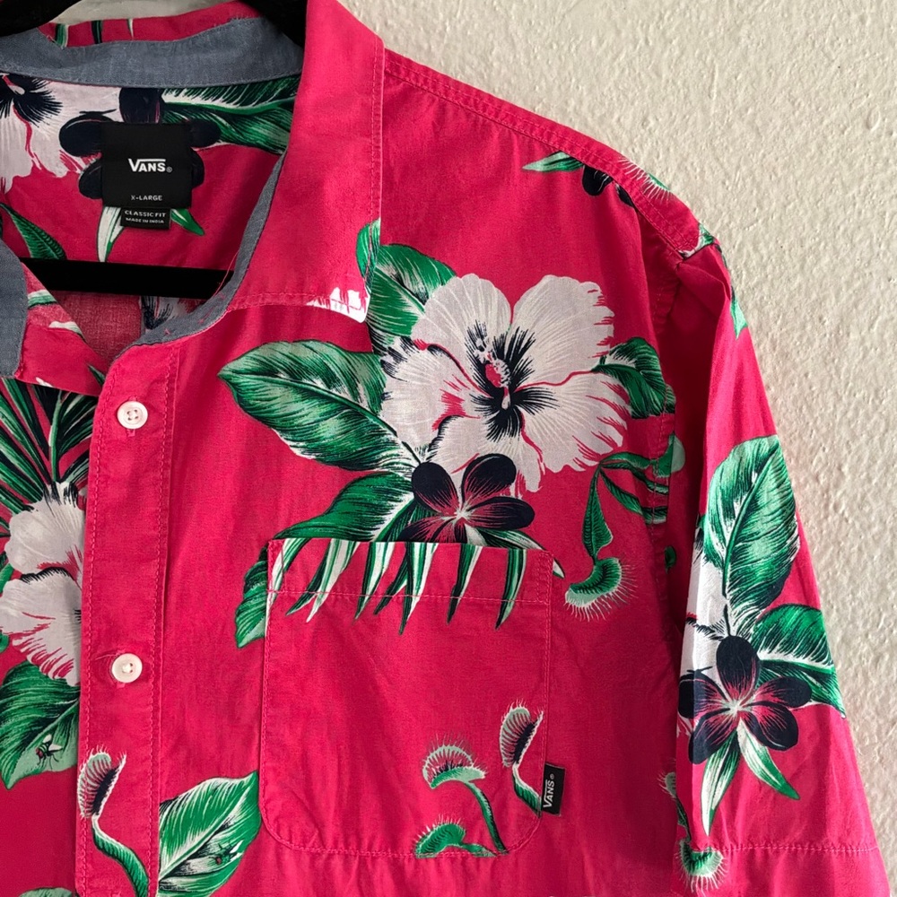 Vans Hot Pink Tropical Floral Camp Shirt